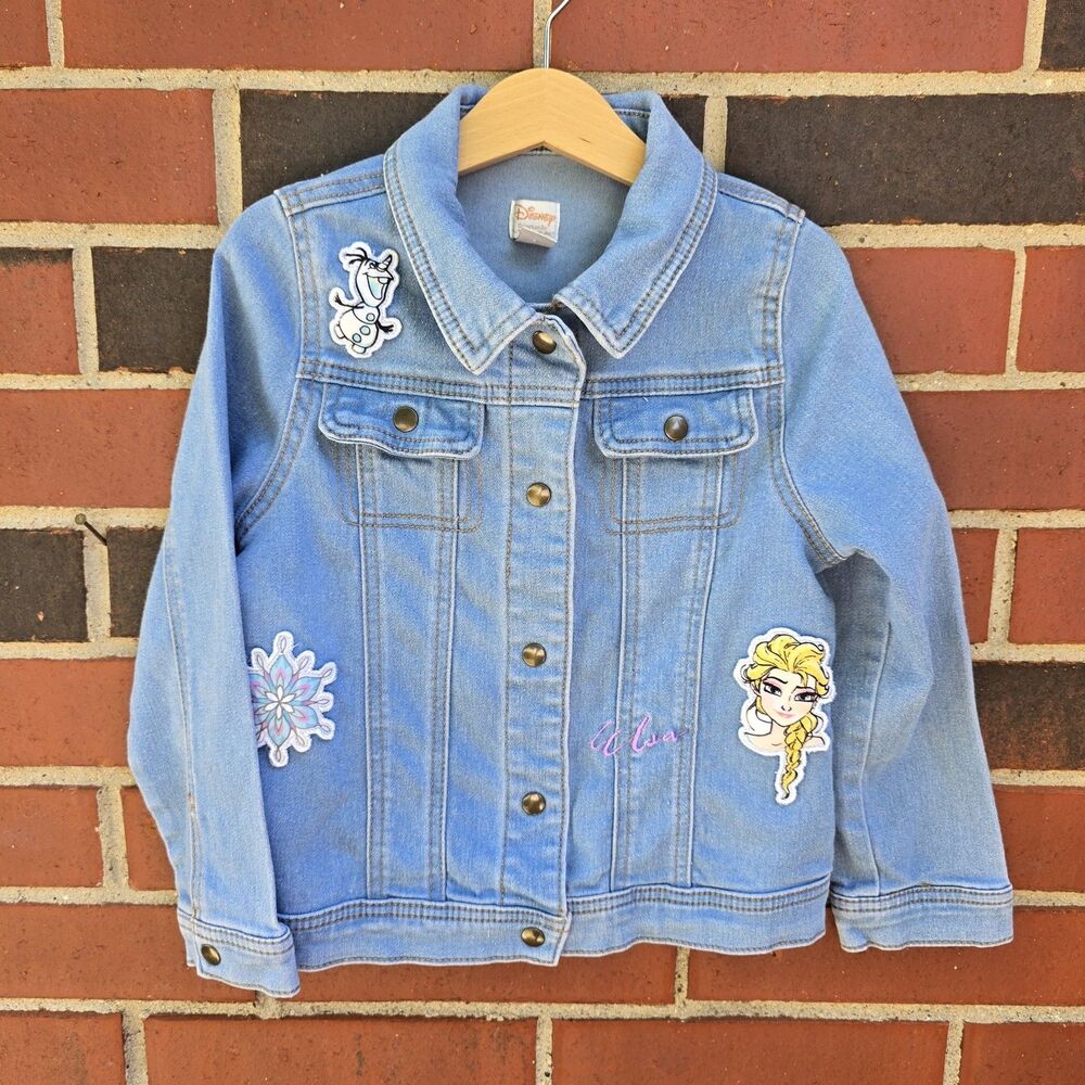 Frozen Elsa Olaf Disney Denim Jean Jacket Collection Tutu Couture Sz 7/8